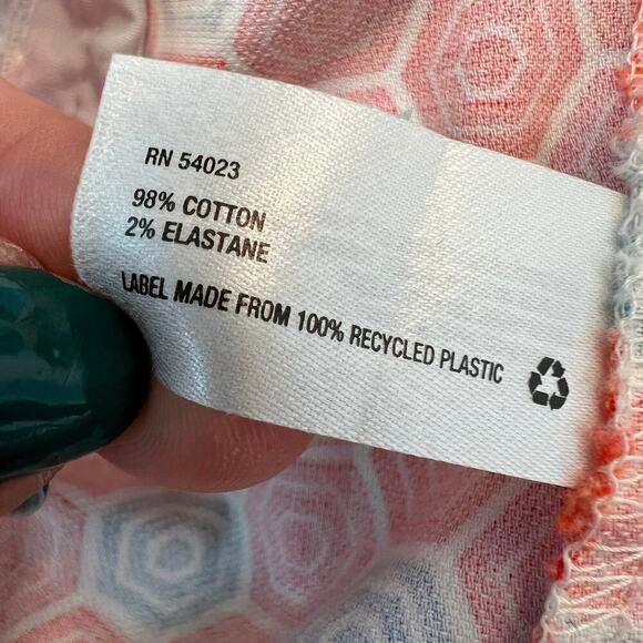 GAP Slim Cropped Orange Gray Geometric Hexagon Pants Size 16 Cotton Stretch - Picture 7 of 11